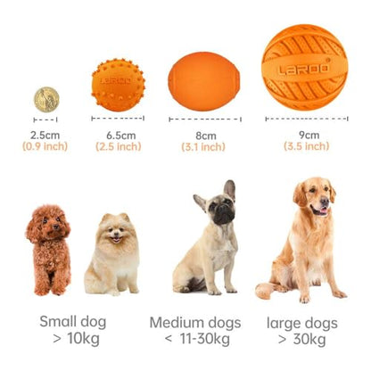 LaRoo Squeaky Dog Ball Toy, Durable Natural Rubber Squeaker Ball Floating Throwing Training, Teeth Cleaning Chew Toy for Pet Small Medium Large Dogs (6.5CM Orange) - color: Orange-6cm