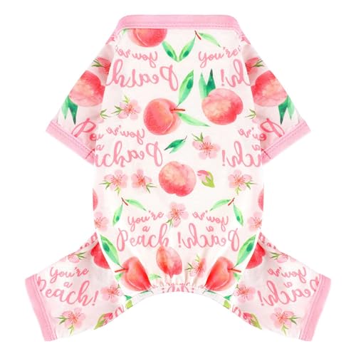 Dog Pajamas Pjs Spring Summer Dog Clothes for Small Dogs Girl Boy, Soft Stretchy Tiny Chihuahua Yorkie Puppy Clothes Doggie Onesies Cat Pet Jammies Outfit, Pink Peach, L - color: Pink Peach, size: Large (Chest 17in )