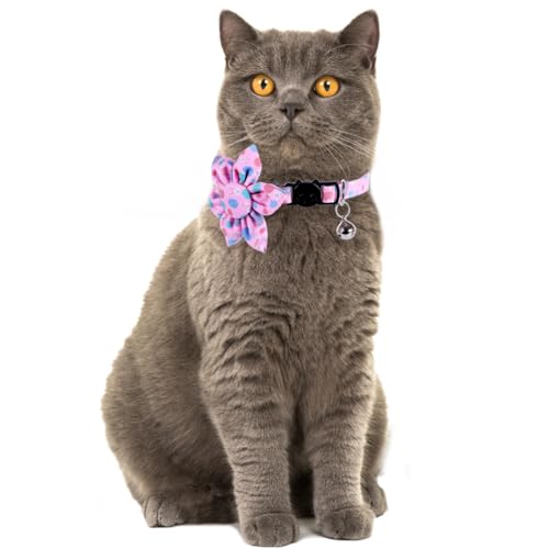 Easter Cat Collar Breakaway with Sunflower and Bell for Kitty Adjustable Safety Easter Egg Bunny - color: Easter-sunflower-2
