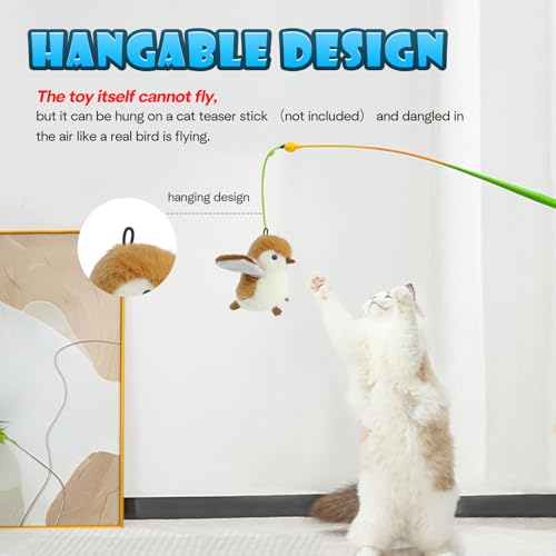 Cat Toys, Flapping Wings Sparrow, No Flying, Chirping Bird Interactive Catnip Toy for Kitten or Small Dogs, Touch Activated, Rechargeable, 3 Modes - color: Smart Sparrow