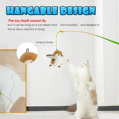Cat Toys, Flapping Wings Sparrow, No Flying, Chirping Bird Interactive Catnip Toy for Kitten or Small Dogs, Touch Activated, Rechargeable, 3 Modes - color: Smart Sparrow
