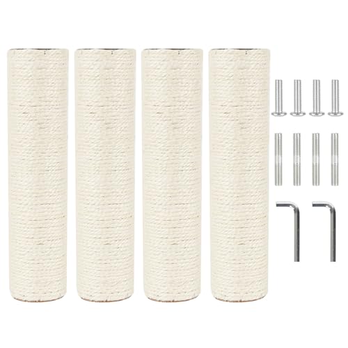 4 Pcs 2.9in 7.4cm Diameter Cat Tree Scratching Post Replacement Sisal Pole (M10, 11.8in/30cm) - color: 11.8in/30cm, size: M10*4posts
