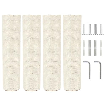 4 Pcs 2.9in 7.4cm Diameter Cat Tree Scratching Post Replacement Sisal Pole (M10, 11.8in/30cm) - color: 11.8in/30cm, size: M10*4posts
