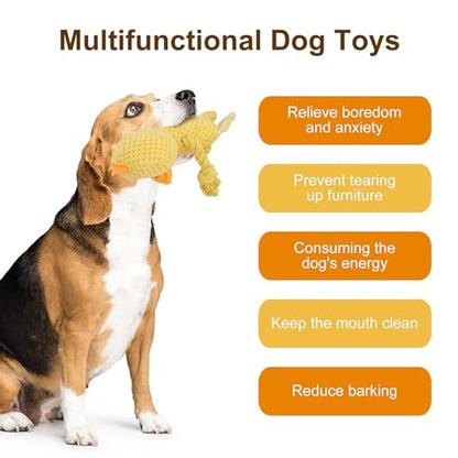 Dog Toys, Dog Squeaker Toys with Crinkle Paper, Stuffed Animal Dog Plush Chewing Toy, Cotton Rope Interactive Toys for Puppy, Small, Middle Dogs (Yellow Duck) - color: Yellow