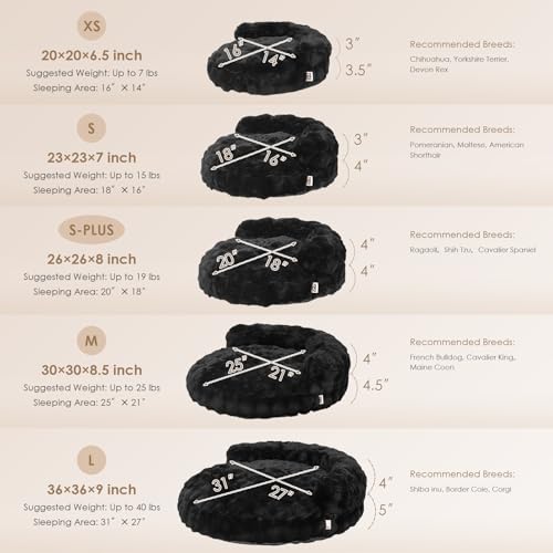 EHEYCIGA Dog Bed Medium Size Dog, Fluffy Small Dog Couch with Removable Washable Cover, Bolster Pet Sofa, Waterproof and Non-Slip, 30" x 30"x 8.5", Black - color: Black, size: 30"L x 30"W x 8.5"Th