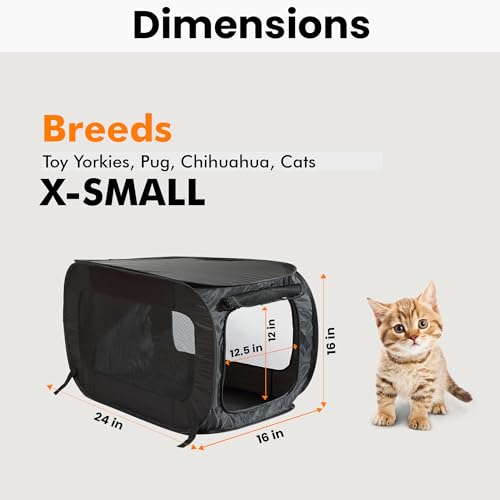 Beatrice Home Fashions Portable, Collapsible, Pop Up Kennel Travel Cat and Dog Crate, 24" L x 16.6" W x 16" H, Black - color: Black, size: 24.0"L x 16.6"W x 16.0"H