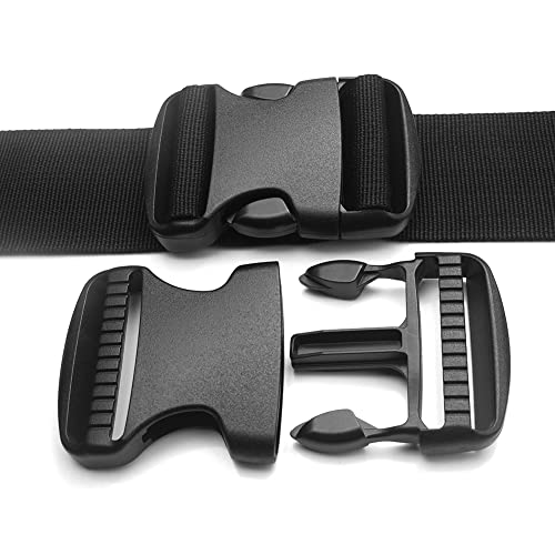 CooBigo 10 Pack Plastic Side Release Buckle 1" Dual Adjustable Outdoor Camping Tactical Backpack Belt Strap Webbing Bag Hardware Accessories 1" Dual Release Buckel Black - color: B#: 1"(10pcs)