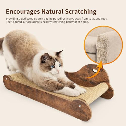 Upgraded Sisal Cat Scratcher Bed，28" Cozy Cat Couch Lounger for Indoor Cats, Long Heavy Duty Scratch Pad for Big Cats up to 40lbs, Modern Furniture Protector
