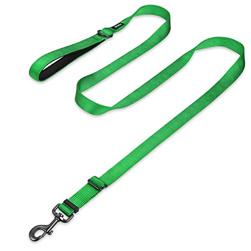 Nylon Adjustable 4-6ft Dog Leash with Soft Neoprene Padded Handle, Durable Heavy Duty Leash with Easy-to-Use Bolt Snap, Ideal for Jogging Outdoor - color: Lime Green, size: Large Adjustable 6 Feet