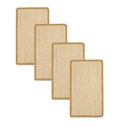 SHENGOCASE 4-Pack 10" x 15.7" Sisal Cat Scratching Mat Pad with Hook & Loop Tapes for Wall Couch, Window Perch, Cat Wall Furniture Shelve - size: 10" X 15.7"