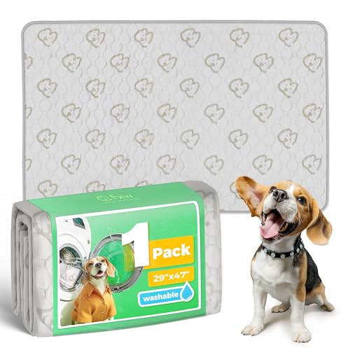 FXW Washable Pee Pads for Dogs, Leak-Proof & Non-Slip, Specifically Designed for 48inch Cages, 29" x 47" Rectangle, Khaki, 1 Pack - color: Khaki, size: 29" x 47" (1 Pack)