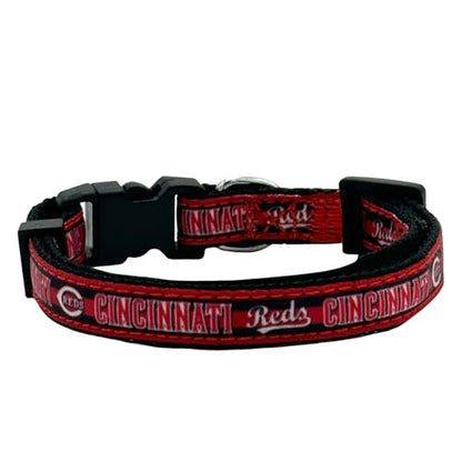 MLB CAT Collar Cincinnati Reds Satin Cat Collar Baseball Team Collar for Dogs & Cats. A Shiny & Colorful Cat Collar with Ringing Bell Pendant - color: Cincinnati Reds