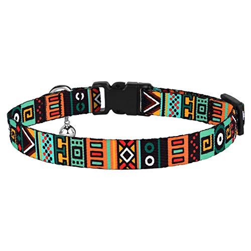 CollarDirect Cat Collar Breakaway with Removable Bell Set of 2 PCS - color: Aztec Brown + Aztec Green