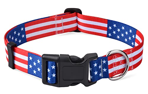 American Flag Dog Cat Collar - Patriotic, US Flag Pattern, Star & Stripes, Fourth of July Dog Collar, Adjustable for Small Medium Large Dogs & Cat(Classic US,XS) - color: Classic US, size: XS (Neck 7.9-11.8", Width 5/8")