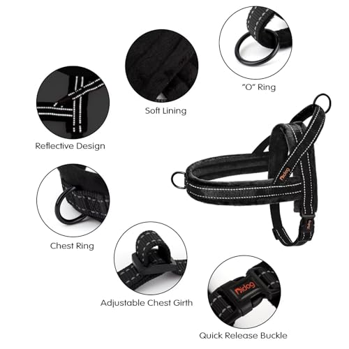 Didog Soft Flannel Padded Dog Vest Harness, No Pull/Quick Fit Reflective Dog Strap Harness, Easy for Training Walking (S:Chest 18-22", Black) - color: Black, size: S:chest 18-22"