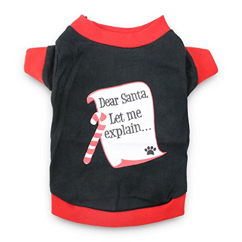 Dog Christmas Shirt, Small Puppy Holiday Clothes, Pet Dogs Xmas Tshirt, Dear Santa Let Me Explain Funny Puppy Clothes for Small Dogs, Extra Small Christmas Dog T-Shirt, XS - size: X-Small (Under 3.3lb)