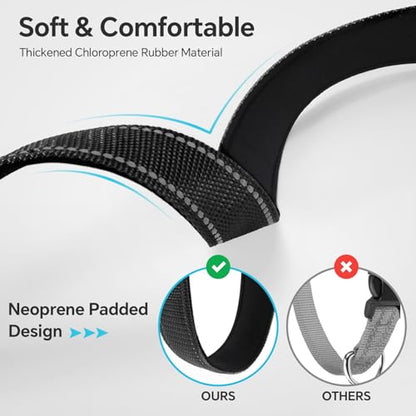 Reflective Dog Collar with Quick Release Buckle - Metal Ring - Adjustable Soft Neoprene Padded Basic Dog Collar for Small Medium Large Dogs (Black, Medium :Width 1",Neck 13.8-19.6") - color: Black, size: Medium
