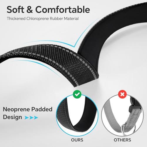 Reflective Dog Collar with Quick Release Buckle - Metal Ring - Adjustable Soft Neoprene Padded Basic Dog Collar for Small Medium Large Dogs (Black, Small :Width 1",Neck 11.8-15.7") - color: Black, size: Small