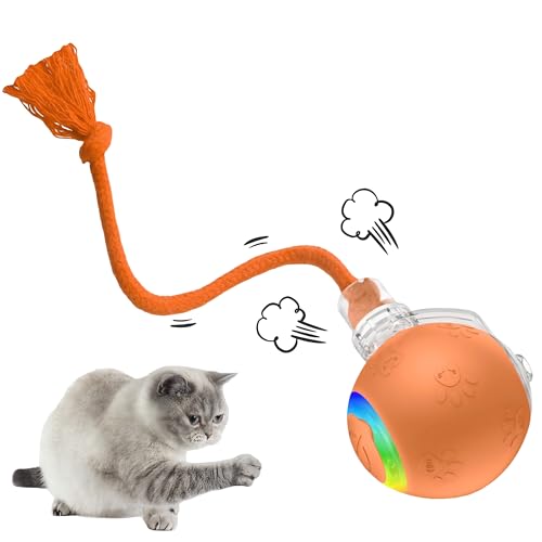 2026 Newly Upgraded Version 3.0 Cat Toys, Cool Intelligent Interactive Cat Ball for Indoor Bored Cats, Automatic Rolling Ball 3.0 Puzzle Toy, Electronic Rolling Pet Chase (Orange-1 pcs) - color: 09 - Orange-1 pcs
