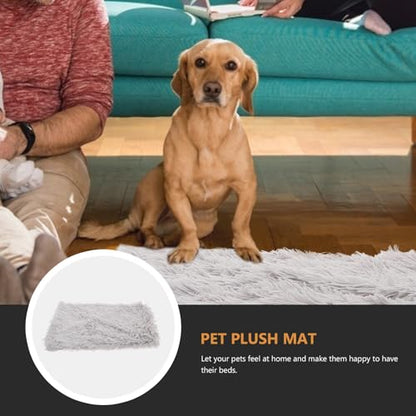 Pet Plush Mat Double-Layer Warm Pet Nest Cushion Anti-Slip Soft Plush Floor Sleeping Mat for Small to Large Dogs and Cats, Light Gray S