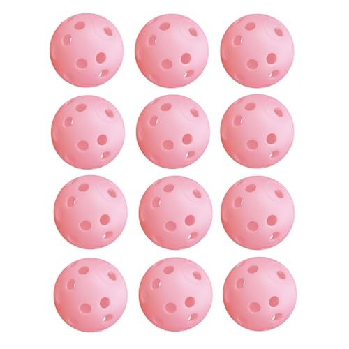 12Pcs Cat Ball Toy, Low Noise No Bells Holey Plastic Cat Balls, Funny Interactive Cats Toys for Indoor Cats, Firm Toy Balls for Kitten Puppy Ferret Bird (1.65", Pink) - color: Pink, 12/Pack