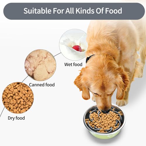 Slow Feeder Dog Bowls Insert,Third Generation upgradedSuper Firm Eating Bowl（Cuttable） for Large Breed and Medium Small Size Compatible with Regular Elevated Metal Glass Dog Bowl (Gray) - color: Grey