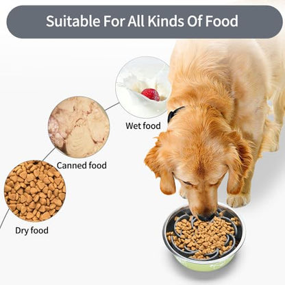 Slow Feeder Dog Bowls Insert,Third Generation upgradedSuper Firm Eating Bowl（Cuttable） for Large Breed and Medium Small Size Compatible with Regular Elevated Metal Glass Dog Bowl (Gray) - color: Grey