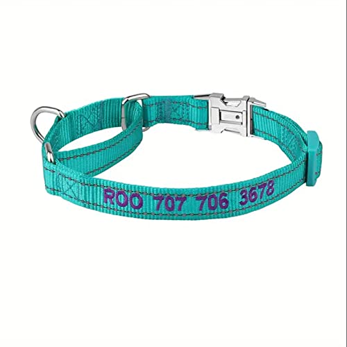Personalized Martingale Dog Collar-Reflective Martingale Collars with Buckle, Custom Training Martingale Dog Collars Embroidered with Name and Phone Number for Small Medium Large Dogs