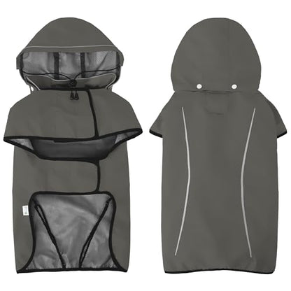Mile High Life Dog Raincoat, Adjustable Waterproof Pet Rain Jacket, Reflective Hooded Poncho for Small Medium Large Dogs, Lightweight Breathable Pet Rain Coat (Dark Gray,M Chest 22"-28") - color: Gray, size: Medium