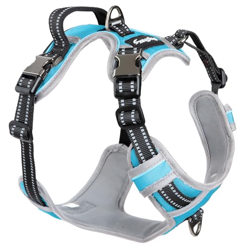 Dog Harness for Extra Large Dogs - No Pull Front Clip, Adjustable Step in Reflective Vest with Metal Buckles - Sky Blue - color: Sky Blue, size: Extra Large