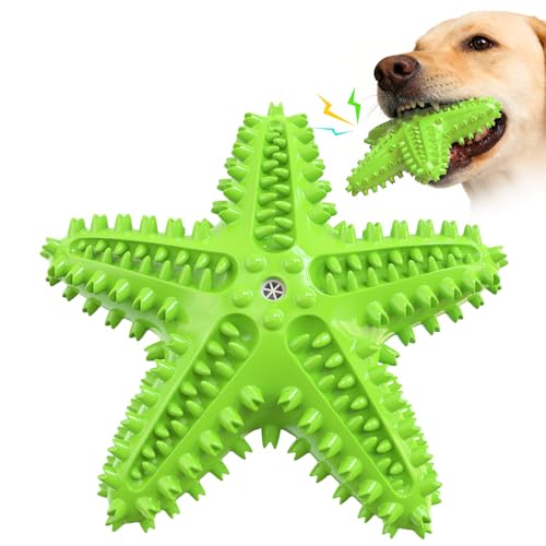 Dog Chew Toys Floating Squeaky Toy for Aggressive Chewers Toothbrush Teething Cleaning Toys Outdoor Swimming Interactive Tough Toys for Medium and Large Dogs - color: Starfish-green