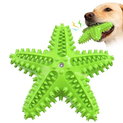 Dog Chew Toys Floating Squeaky Toy for Aggressive Chewers Toothbrush Teething Cleaning Toys Outdoor Swimming Interactive Tough Toys for Medium and Large Dogs - color: Starfish-green
