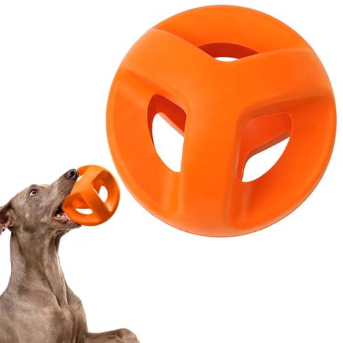 Fida Natural Rubber Dog Balls for Aggressive Chewers, Durable Dog Chew Toys for Large Dogs, Interactive Fetch & Tug of War Toys for Medium Large Breed Non-Toxic Dish Washable,4.5 * 4.5" - color: Sunrise Orange