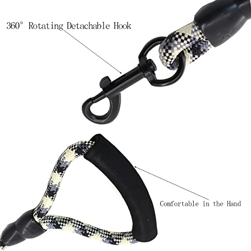 3 Dog Leash - Padded Handle, 360° Swivel Multiple Dog Leash No Tangle, Lead for Medium Large Dogs, Walking & Training Double Dogs (Black White) - color: Black White