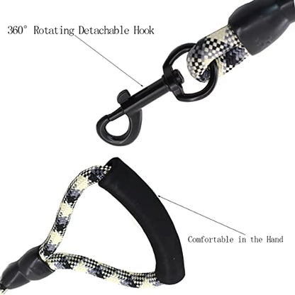 3 Dog Leash - Padded Handle, 360° Swivel Multiple Dog Leash No Tangle, Lead for Medium Large Dogs, Walking & Training Double Dogs (Black White) - color: Black White