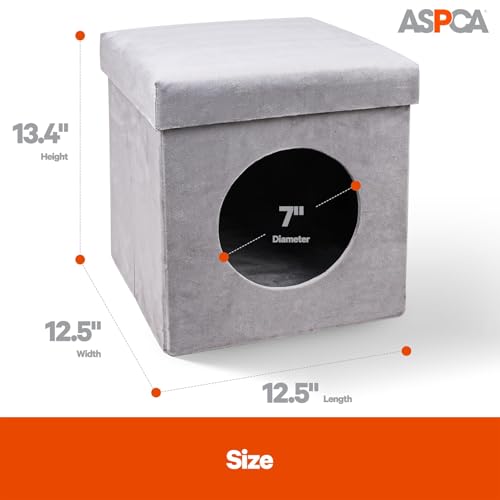 ASPCA-Indoor Cat Condo for Small Cats | Cozy Cat House for Indoor Cats & Kittens | Washable & Foldable | Compact Cat Houses & Condos for Play, Rest & Privacy | Easy to Assemble |12.5" x1.3.4"