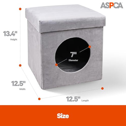 ASPCA-Indoor Cat Condo for Small Cats | Cozy Cat House for Indoor Cats & Kittens | Washable & Foldable | Compact Cat Houses & Condos for Play, Rest & Privacy | Easy to Assemble |12.5" x1.3.4"