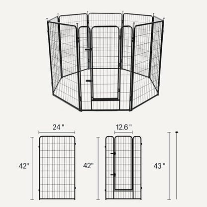 Amazon Basics Dog Playpen, 8 Panels Metal Fence with Door, Foldable for Indoor and Outdoor Use, Suitable for Small to Medium Sized Dogs, 42 Inch Height, Black - style: 8pcs-42"