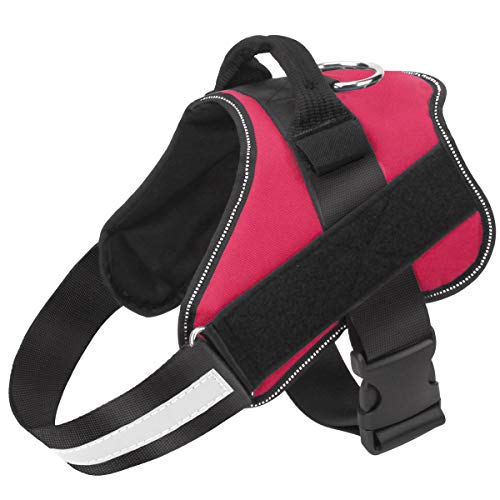 Dog Harness, No-Pull Reflective Breathable Adjustable Pet Vest with Handle for Outdoor Walking - No More Pulling, Tugging or Choking - color: Red, size: X-Small (Pack of 1)