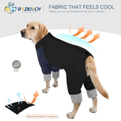Dog Sun Cooling Shirt with Long Sleeves, UV Resistant & Cooling Shirt for Hot Weather, BlueBlack, 4XL - color: BlueBlack, size: 4XL