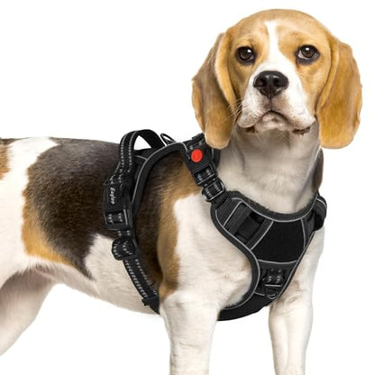 Dog Harness Small Sized, Easy Wearing with 3 Buckles, Adjustable No Pull Pet Harness with MOLLE System, No Choke Reflective Vest with Control Handle, Black, S - color: Black, size: Small