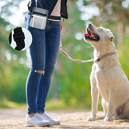 Dog Treat Pouch - 3 Ways to Wear Treat Pouches for Pet Training and 2 Pieces Clicker Taining for Dogs, Dog Training Treat Pouch Bag and Dog Clicker for Training with Waist Belt Shoulder Strap - Grey - color: Grey