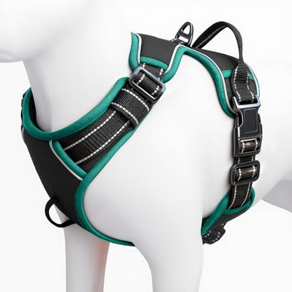 No Pull Dog Harness, No Chock Reflective Adjustable Soft Padded Pet Vest with Easy Control Handle, Easy Wearing with Stylish, Reinforced Knot, 2 Buckles - color: Black/Turquoise, size: X-Small