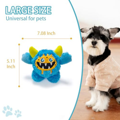 Plush Squeaky Dog Ball, Little Monster Puppy Toys Suitable for All Breeds, Chew Guard, Floating Water and Durable Interactive, Round and Soft (Blue, Large) - color: Blue, size: Large