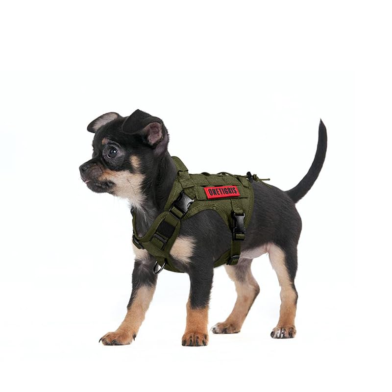 OneTigris Tactical Dog Harness Vest,No-Pull Service Dog Vest with Hook & Loop Panels,Adjustable Dog Vest Harness for Walking Hiking Training(Ranger Green,XS) - color: Green, size: XS