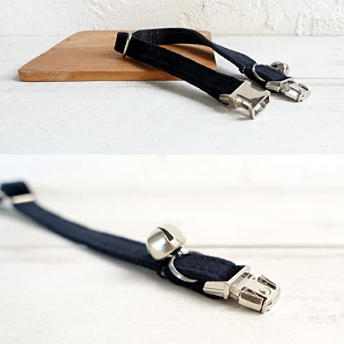 Cat Collar Personalized with Name Phone Number Engraved,Customized with Bell for Small Dogs Puppy Kitten - color: Black, size: L (8"-13")