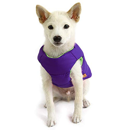 Gooby Padded Vest Dog Jacket - Solid Purple, X-Small - Warm Zip Up Vest Fleece Jacket with Dual D Ring Leash - Water Resistant Sweater - Clothes for Small and Medium Dogs - color: Purple Solid, size: X-Small