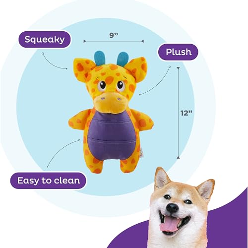 Outward Hound by Nina Ottosson Puzzle Palz Interactive Plush Dog Puzzle Dog Enrichment Toys, Plush, Squeaky, Giraffe, Yellow - color: Puzzle Palz Giraffe
