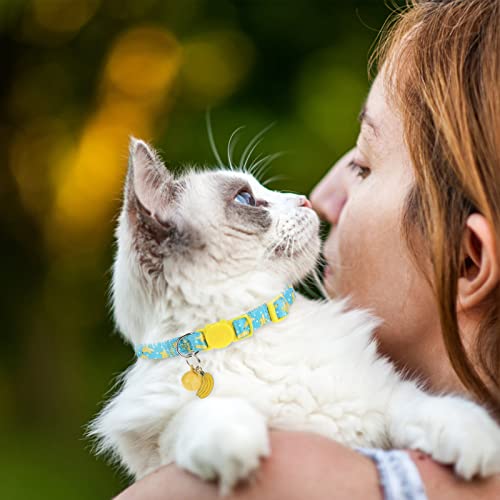 Breakaway Cat Collars with Bell & Cute Pendants, 3 Pack Safety Buckle Kitten Collars, Adjustable Pet Collar Ideal for Girl Boy Cats Puppy (Fruit Pattern) - color: Style A - Fruit