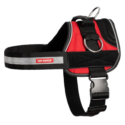 Tuff Pupper Fast Fit Harness for Extra Large Dogs | No Pull No Choke, Escape-Proof | Rugged Padded Breathable Vest | Traffic Control Handle | 3 Leash Clips | Reflective Trim | Easy On Off (XL, Red) - color: Crimson Red, size: X-Large (Chest 32-41.5 Inches